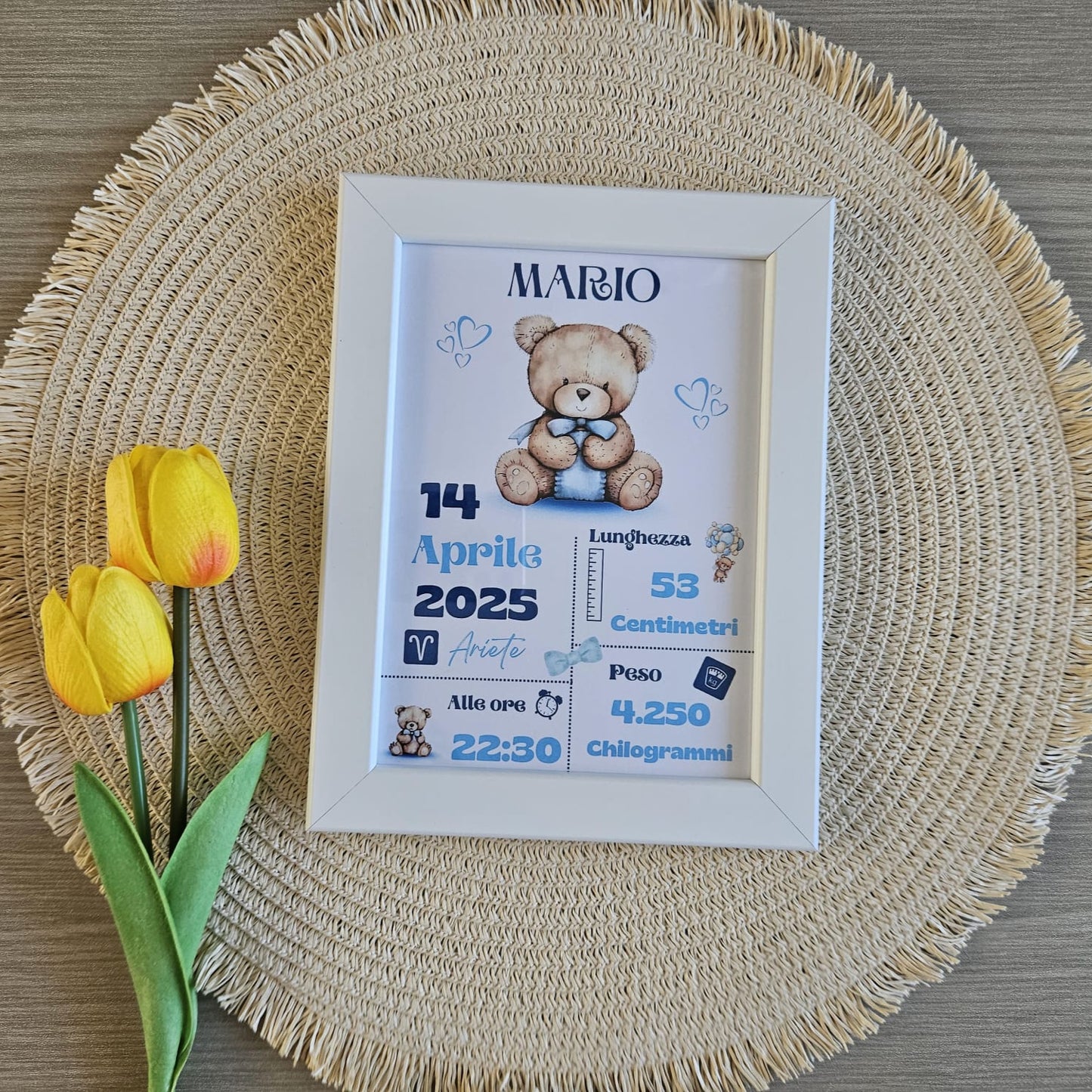 Quadretto Nascita personalizzato- Orso