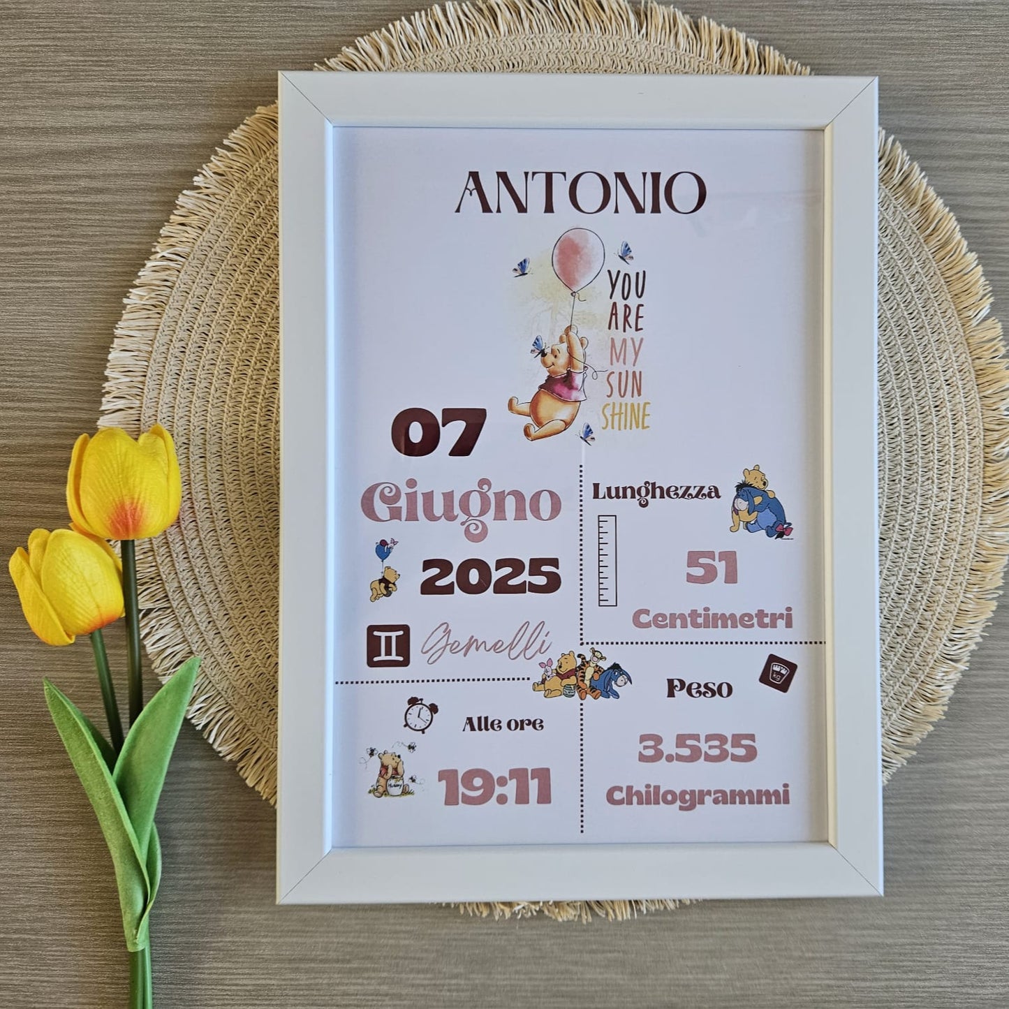 Cornice personalizzata -Prima nascita - Cartoni iconici
