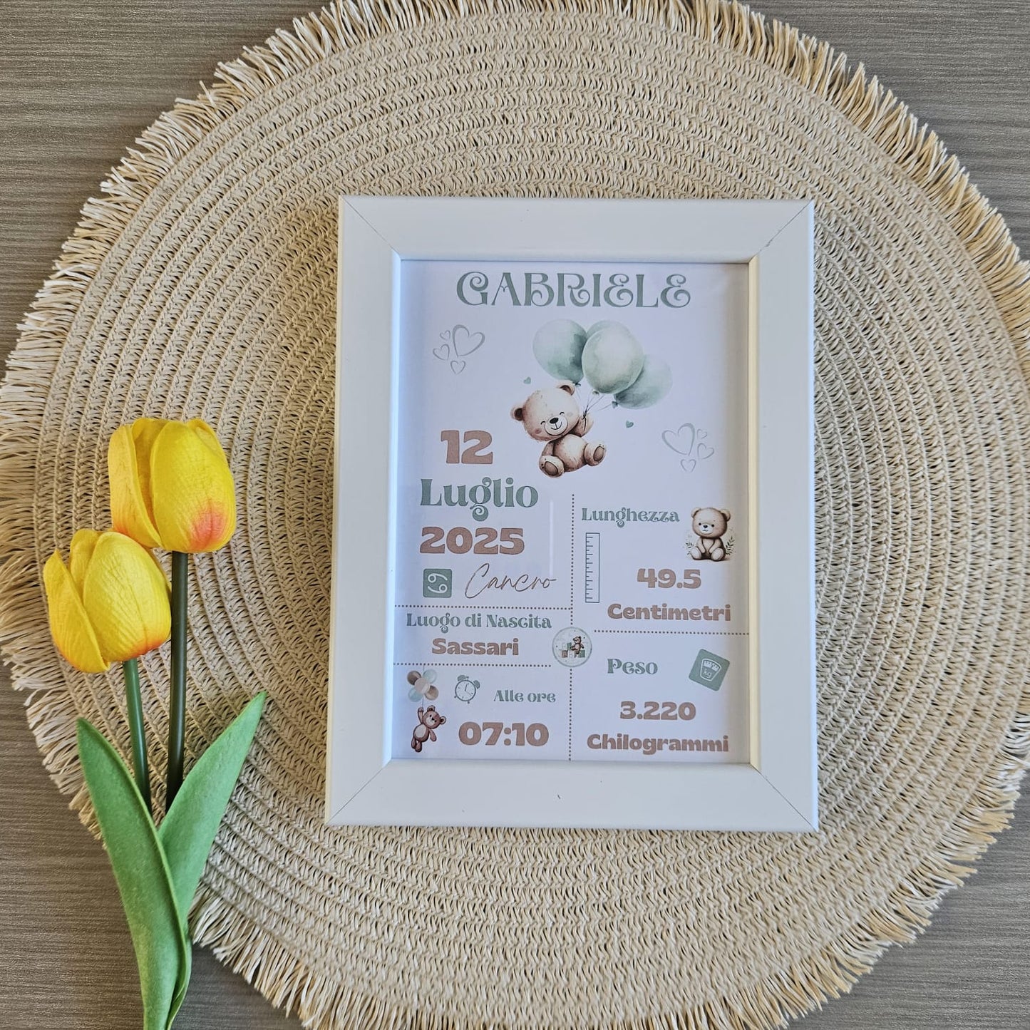 Cornice nascita Personalizzata - Orsetto