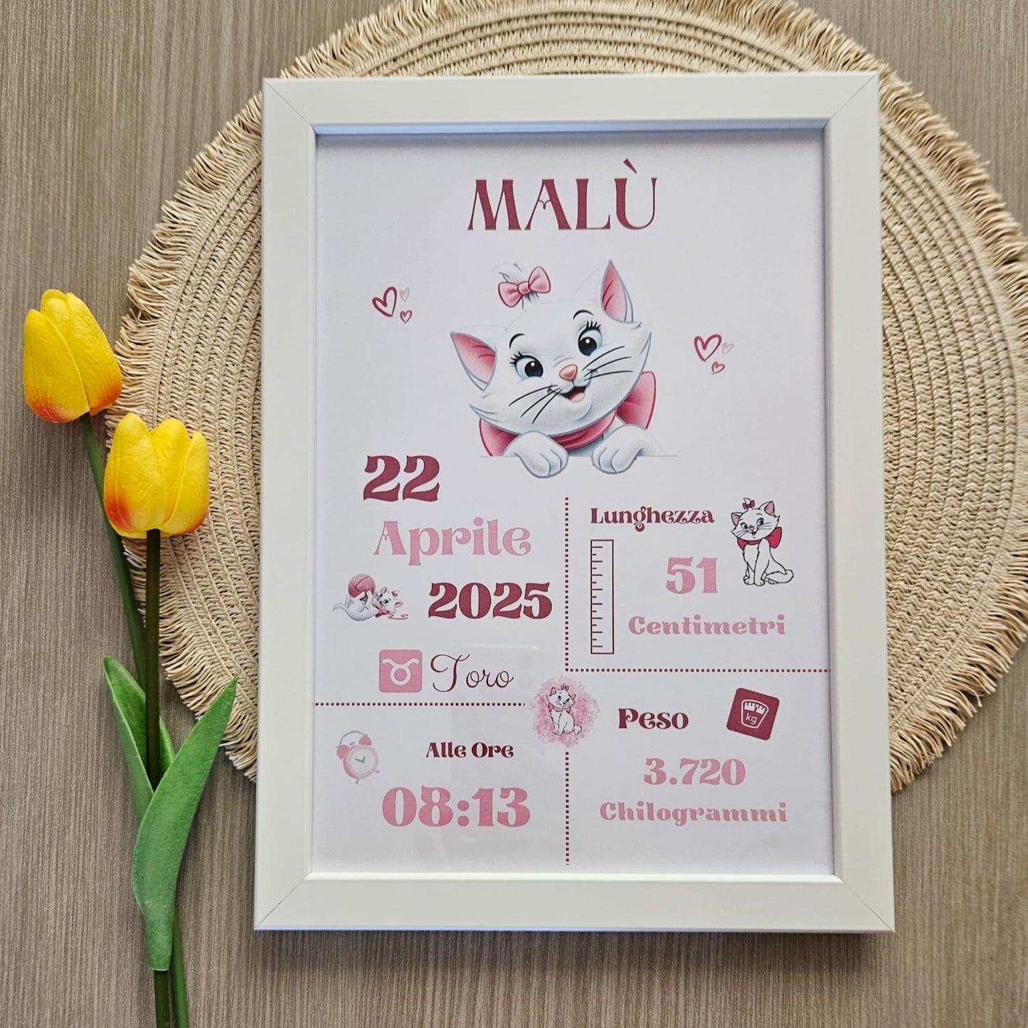Cornice personalizzata -Prima nascita - Cartoni iconici