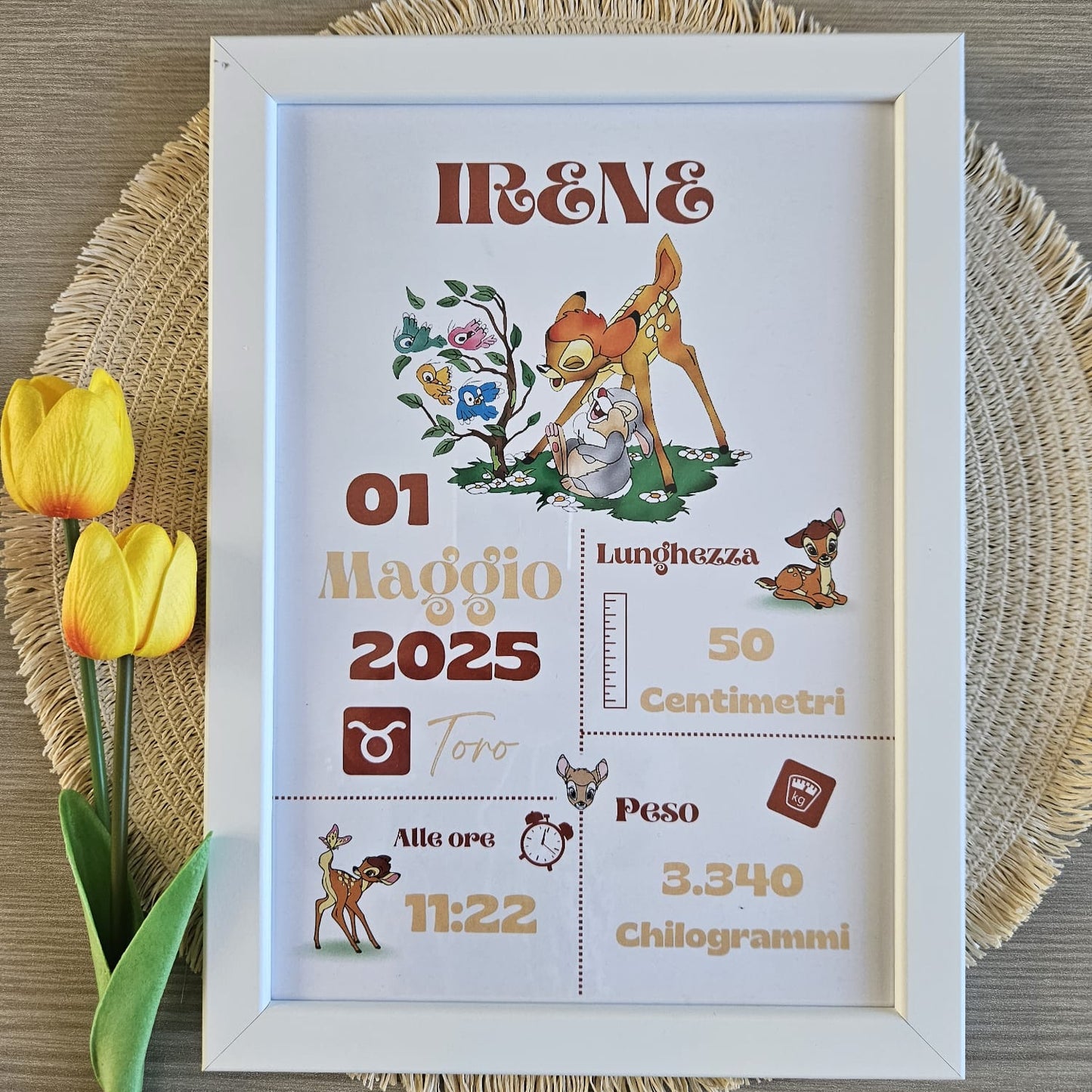 Cornice personalizzata -Prima nascita - Cartoni iconici