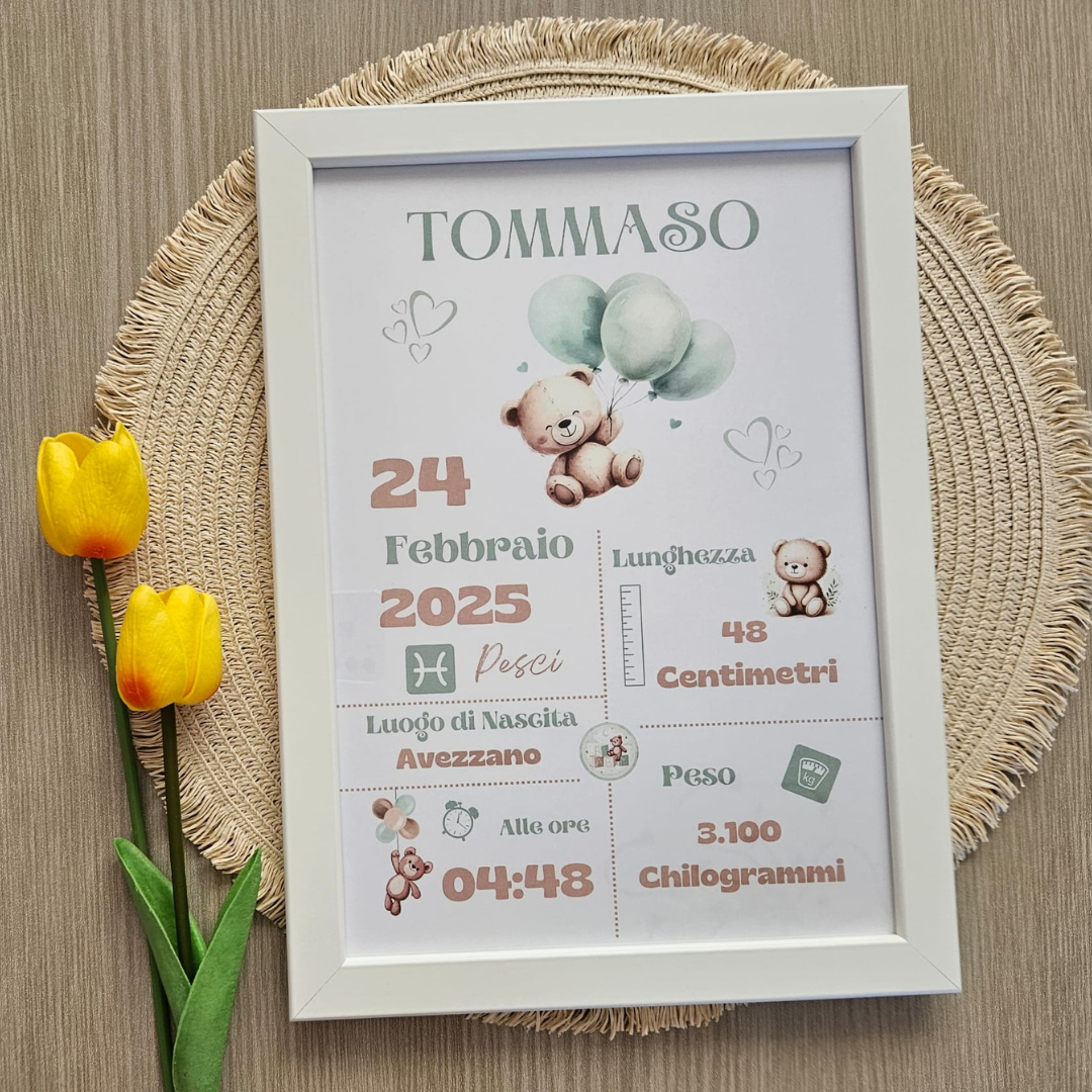 Cornice nascita Personalizzata - Orsetto