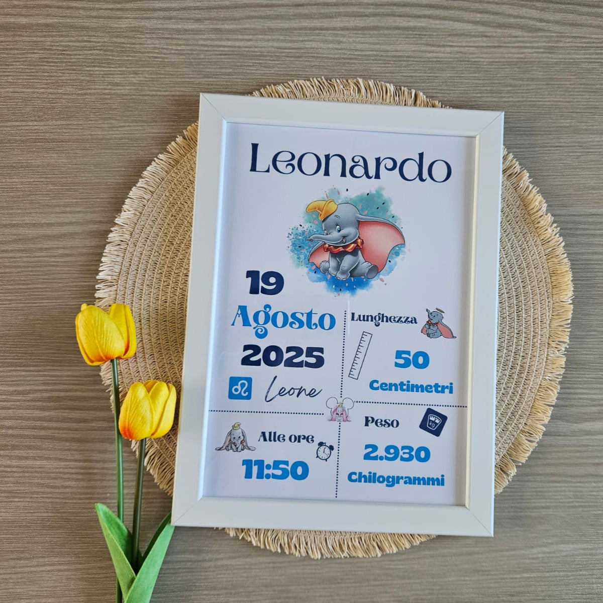 Cornice personalizzata -Prima nascita - Cartoni iconici
