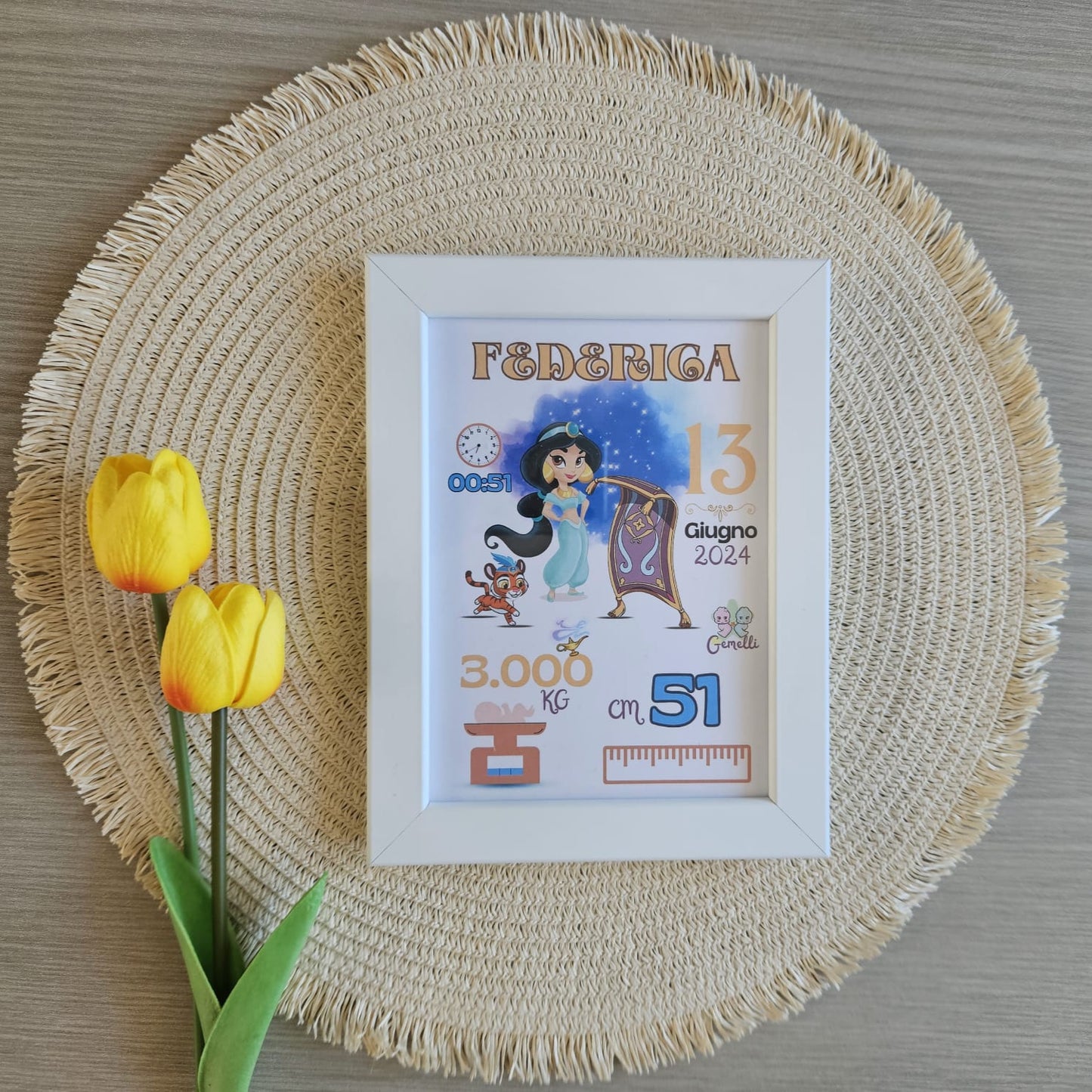 Cornice Nascita - Principesse Baby