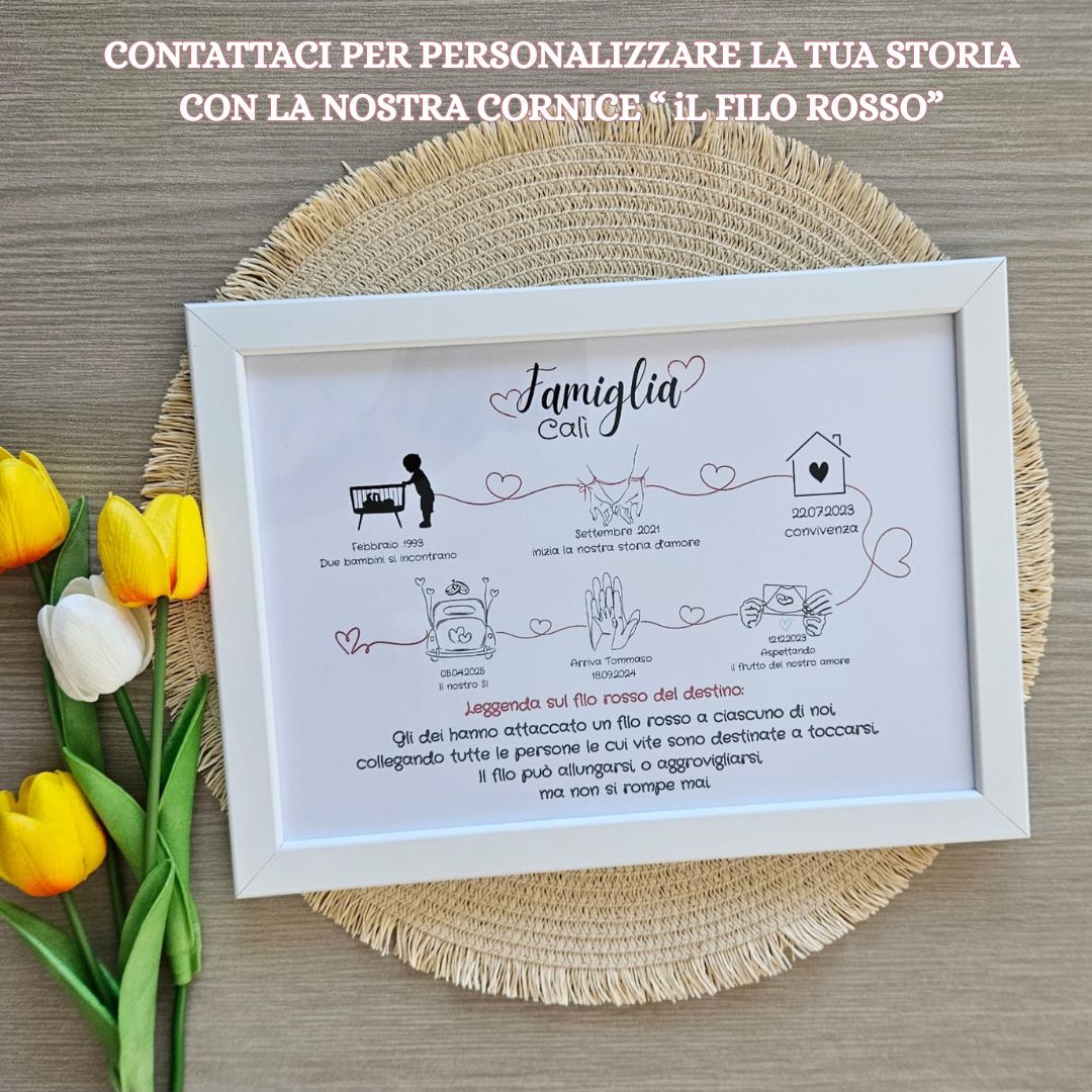 Le nostre cornici sono perfette sia da appendere che come soprammobile, ogni quadretto è un omaggio alla vostra famiglia, personalizzabile con le vostre date speciali.