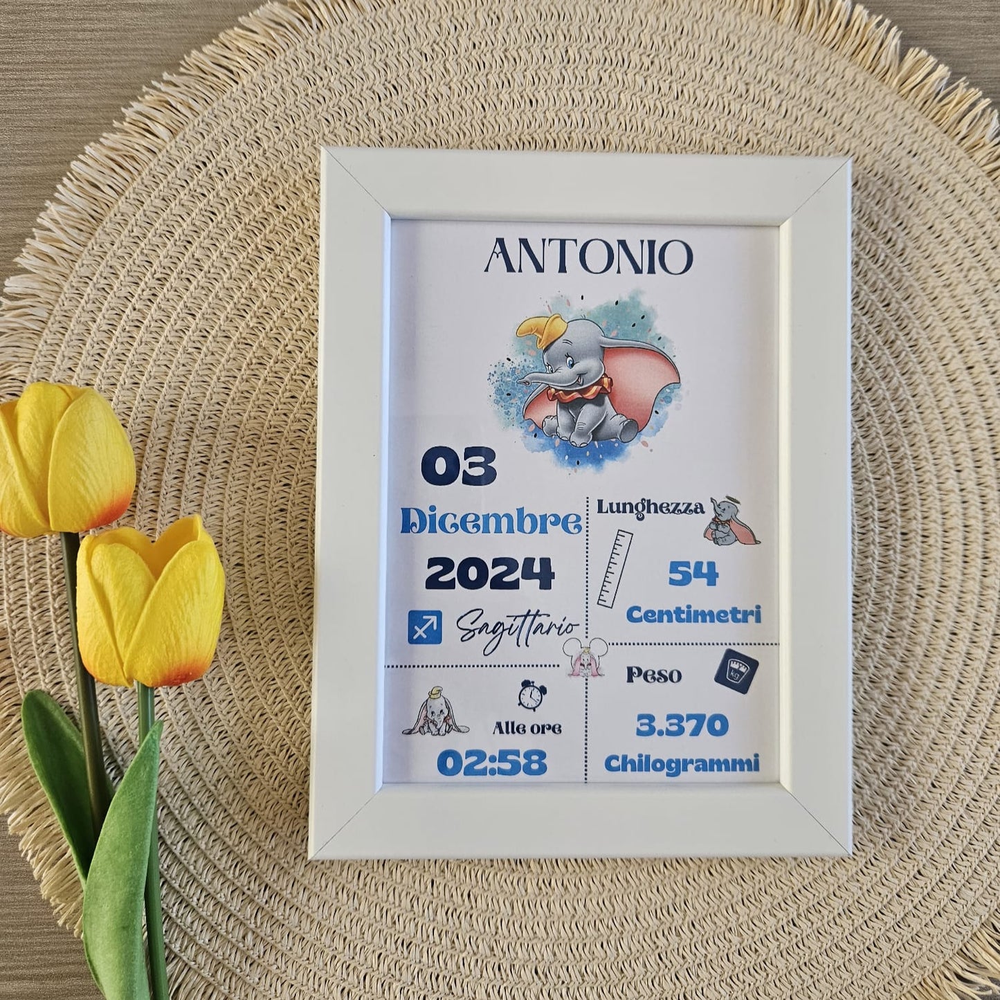 Cornice personalizzata -Prima nascita - Cartoni iconici