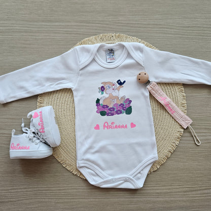 Bundles Incantato:  Catenella portaciuccio+Body con nome+Scarpette