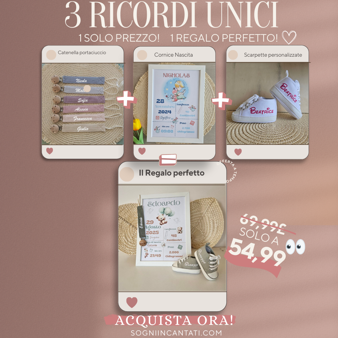 Bundle dei Sogni : Cornice+Catenella Portaciuccio+Scarpette