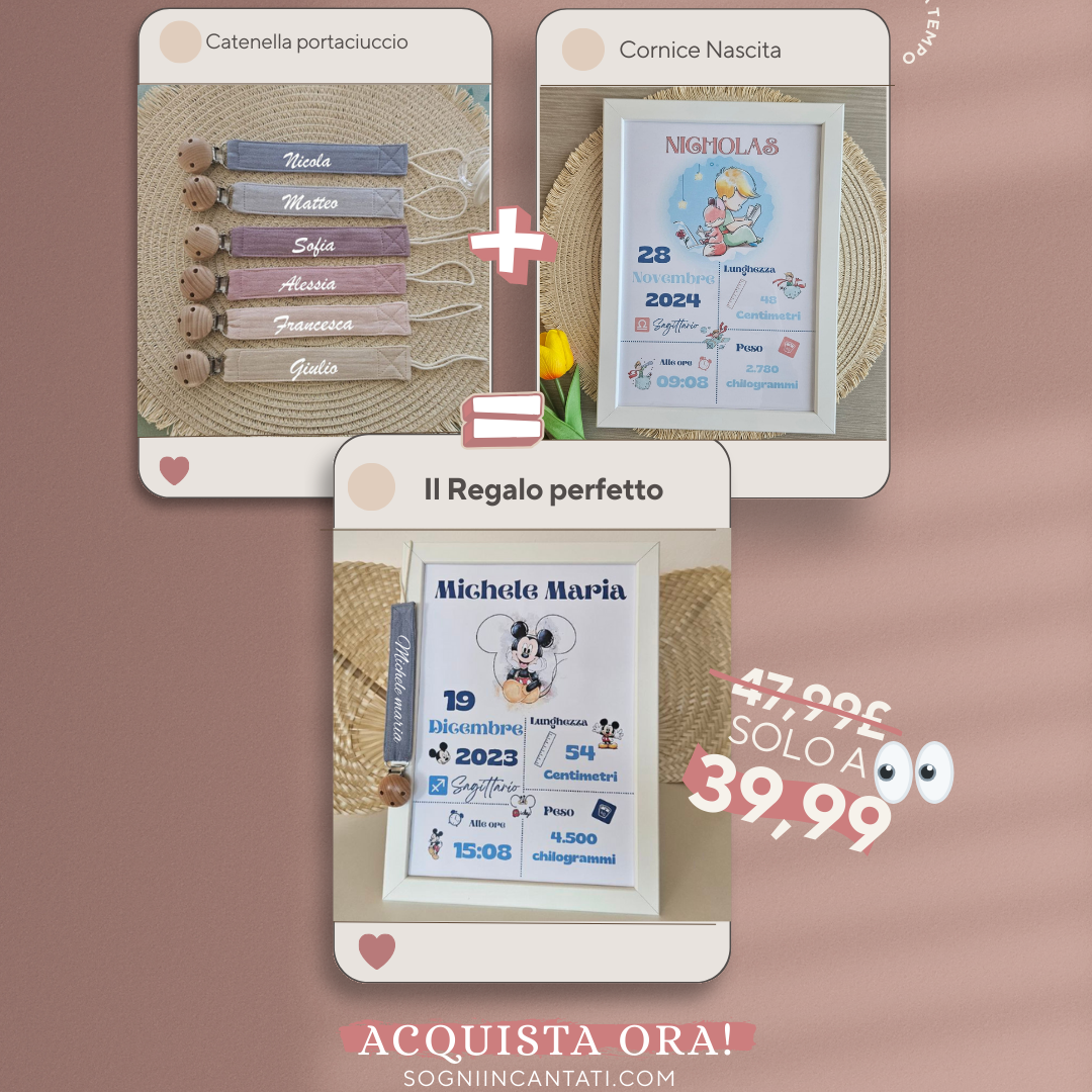Base Bundle: Cornice Personalizzata + Catenella Portaciuccio.