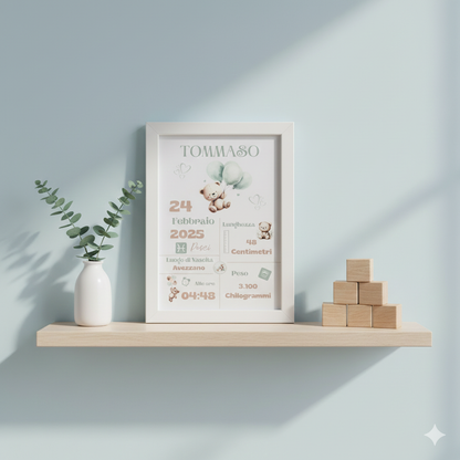 Cornice nascita Personalizzata - Orsetto