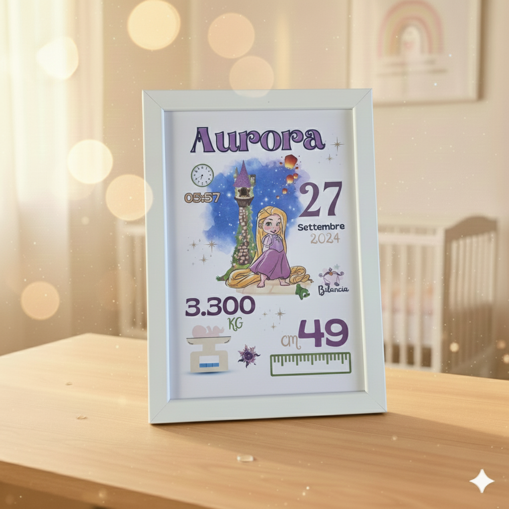 Cornice Nascita - Principesse Baby