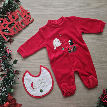 Tutina neonato unisex natalizia + bavaglino in REGALO
