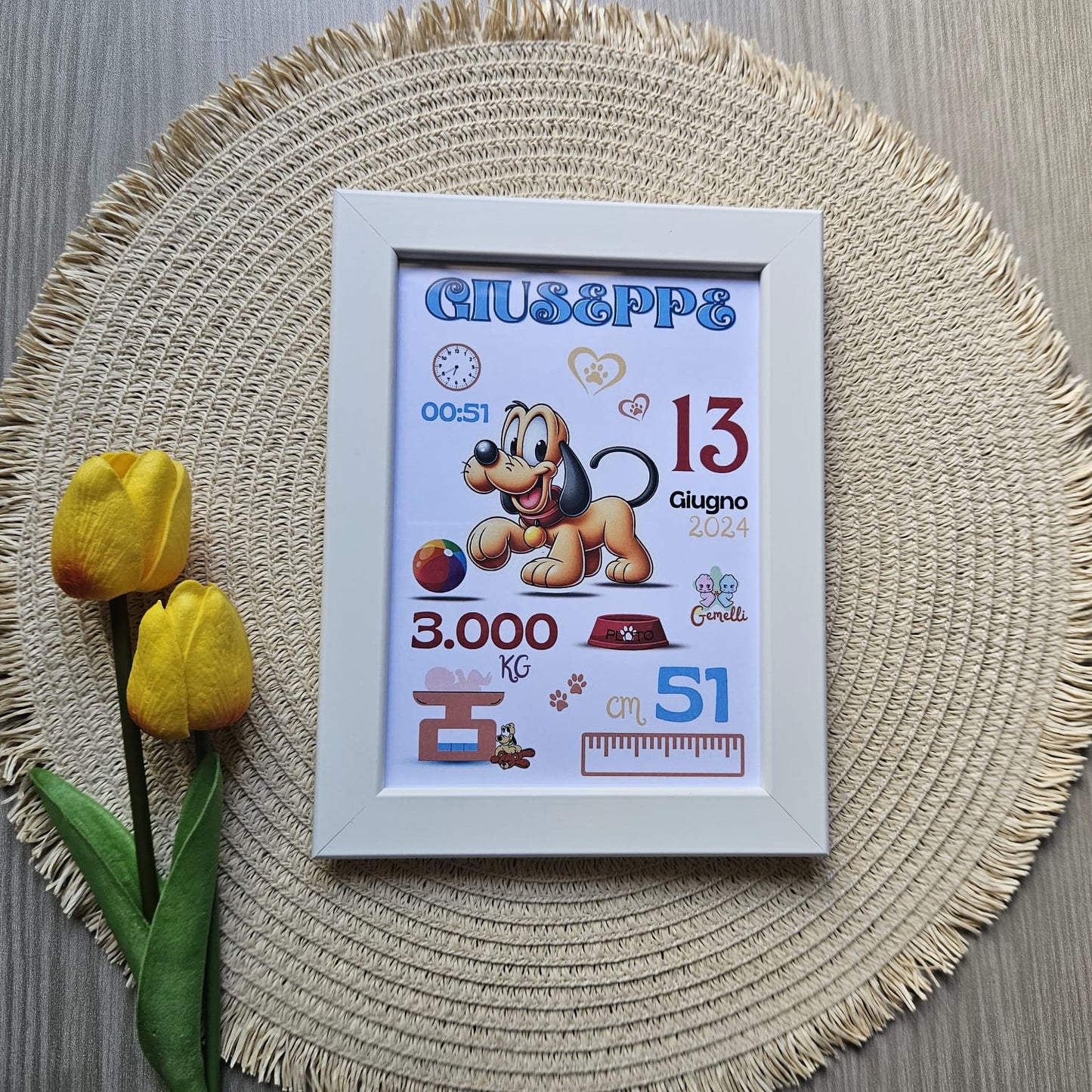 Cornice Nascita - Cartoni Baby