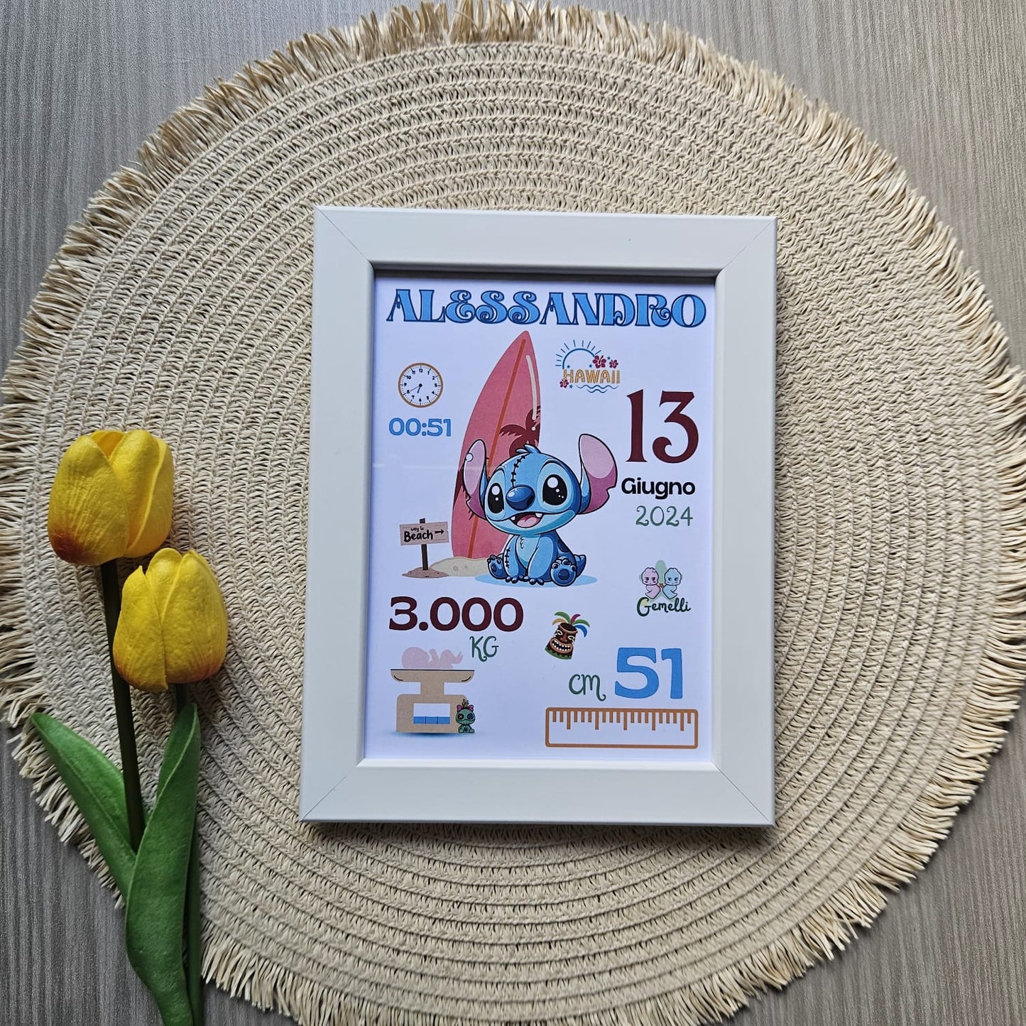 Cornice Nascita - Cartoni Baby