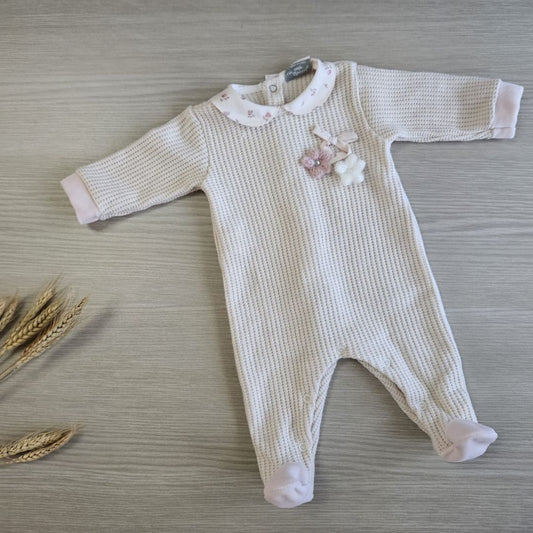 Tutina neonato Crema/Rosa Cipria Taglia 1/3 mesi