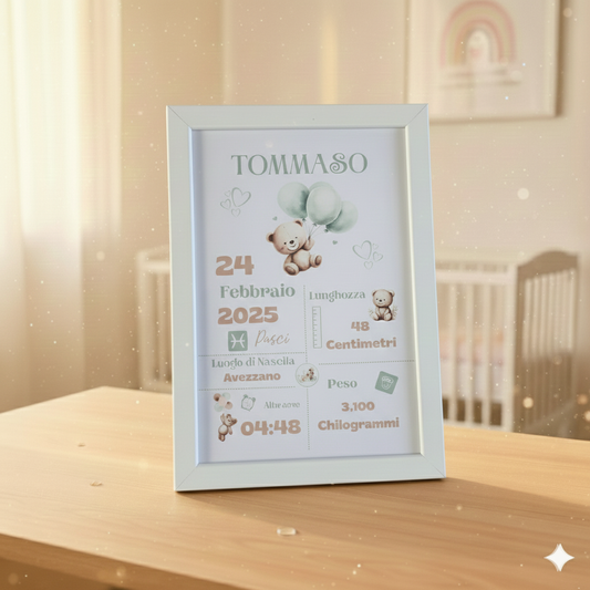 Cornice nascita Personalizzata - Orsetto