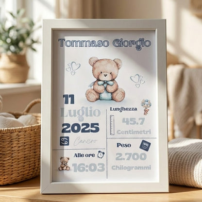 Quadretto Nascita personalizzato- Orso