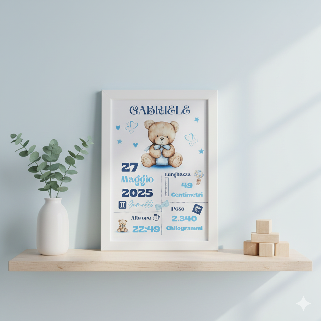 Quadretto Nascita personalizzato- Orso