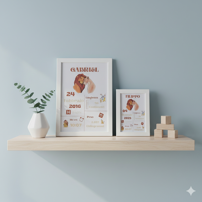 Cornice personalizzata -Prima nascita - Cartoni iconici