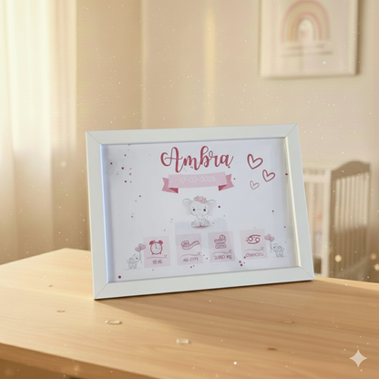 Cornice Prima Nascita Personalizzata - Elefantino