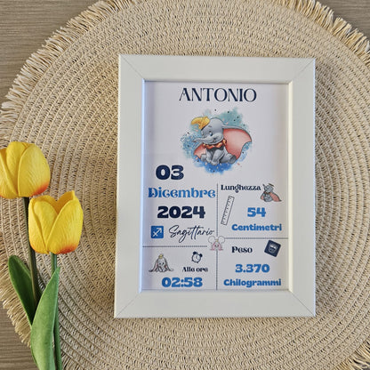Cornice personalizzata -Prima nascita - Cartoni iconici