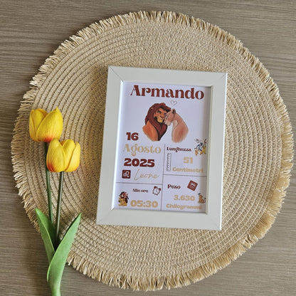 Cornice personalizzata -Prima nascita - Cartoni iconici