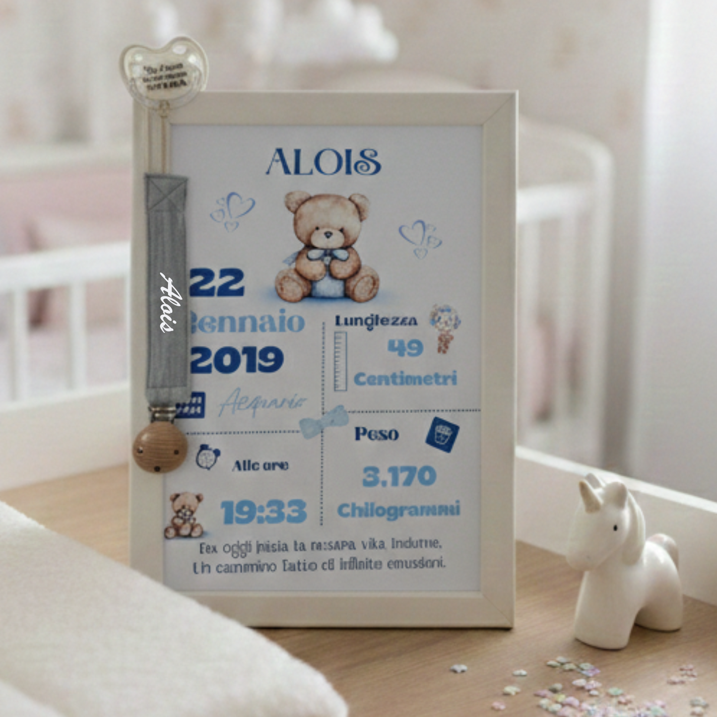 Base Bundle: Cornice Personalizzata + Catenella Portaciuccio.