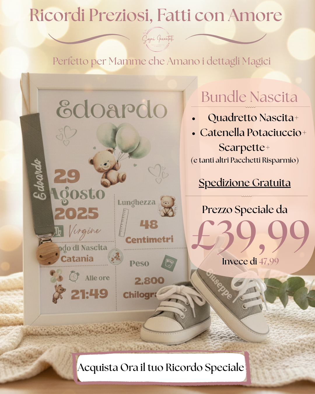 L'unico regalo per neonato che non butterai dopo un mese. Scegli il pacchetto risparmio che ami di  più.