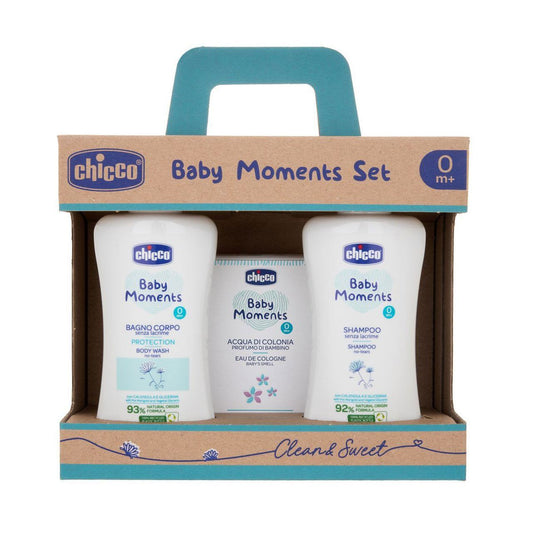 set bagnetto chicco con acqua di colonia, shampoo e bagno corpo.